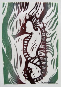 block print Sea Horse by Tania Pryputniewicz